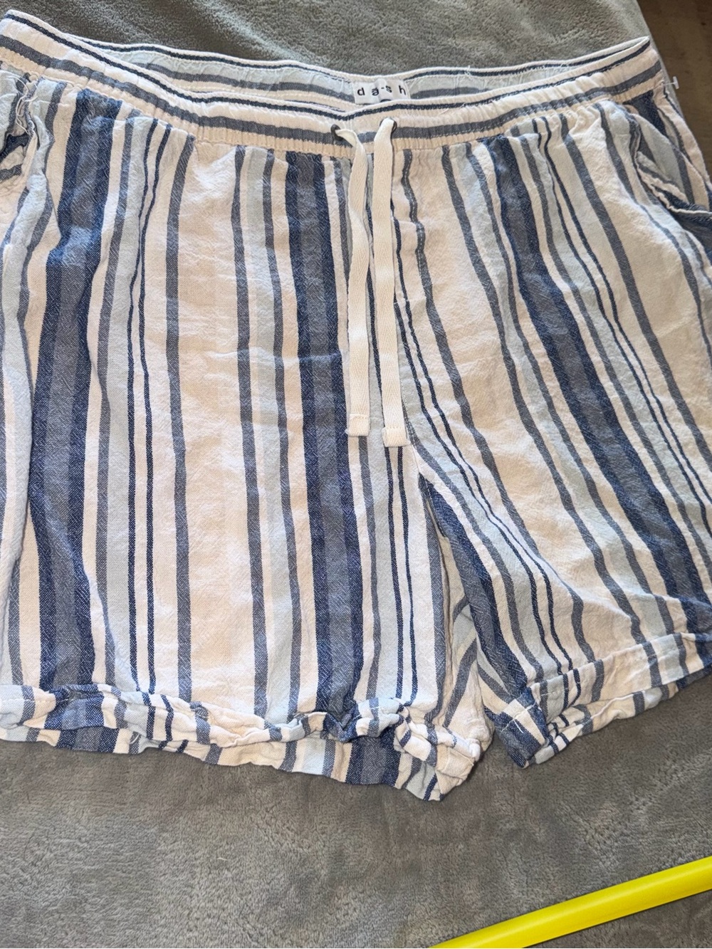 Dash Women’s 1X Blue White Striped Linen Blend Pull On‎ Shorts Coastal Beachy